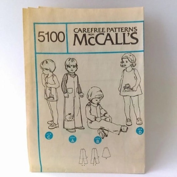 Vintage 70s Toddler Jumpsuit & Jumper Pattern McCalls 5100 Size 2 Chest 21 - Picture 3 of 5